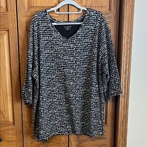 Catherines Black and White Patterned Blouse